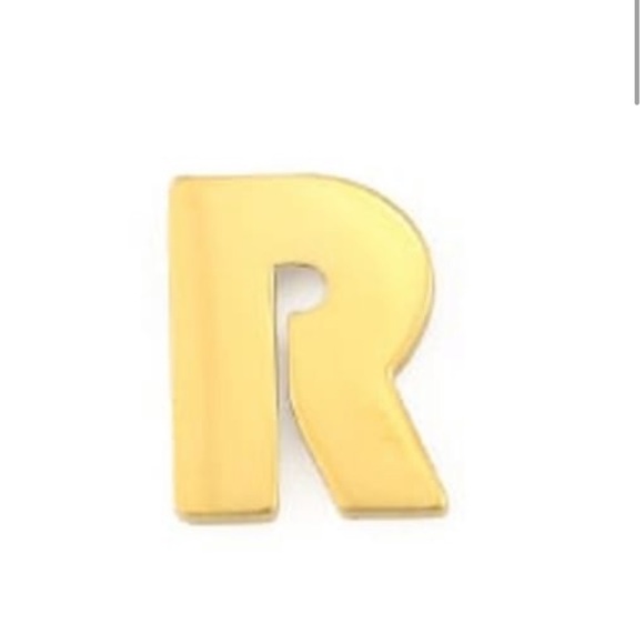 Letter R Gold Earrings - Picture 1 of 4
